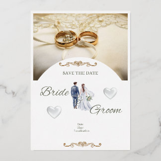 Elegant Floral Wedding Invitation Card 箔招待状