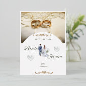 Elegant Floral Wedding Invitation Card 箔招待状 (立ち正面)