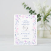: Elegant Floral Wedding Invitation Card Blue  出欠カード (スタンド正面)