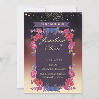 Elegant Floral Wedding Invitation Card – Romantic  招待状