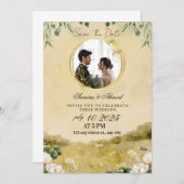  Elegant Floral Wedding Invitation | Classic & Mod 招待状 (正面/裏面)