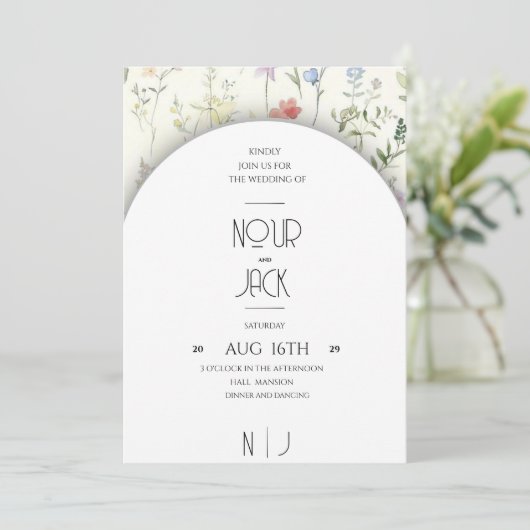 Elegant Floral Wedding Invitation – Customizable W 招待状 (スタンド正面)