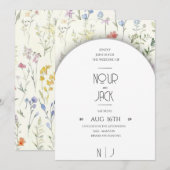 Elegant Floral Wedding Invitation – Customizable W 招待状 (正面/裏面)