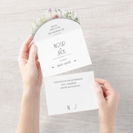 Elegant  Floral Wedding Invitation | Editabl オールインワン招待状 (貼ってはがせる)