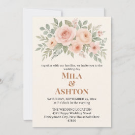 Elegant Floral Wedding Invitation – Editable 招待状