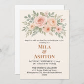 Elegant Floral Wedding Invitation – Editable 招待状 (正面/裏面)