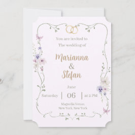 Elegant Floral Wedding Invitation Editable Custom 招待状