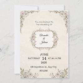 Elegant Floral Wedding Invitation | Editable Moder 招待状