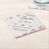 Elegant Floral Wedding Invitation – Geometric Gold ペーパーコースター (アングル)