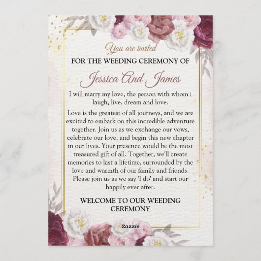 Elegant Floral Wedding Invitation Modern card 招待状 (裏面)