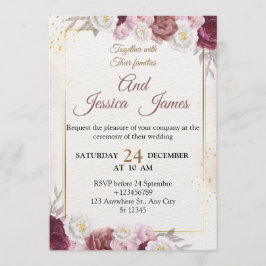 Elegant Floral Wedding Invitation Modern card 招待状