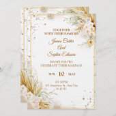 Elegant Floral Wedding Invitation – Modern card 招待状 (正面/裏面)