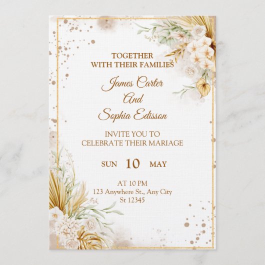 Elegant Floral Wedding Invitation – Modern card 招待状 (正面)