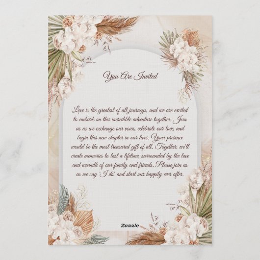 Elegant Floral Wedding Invitation Modern card 招待状 (裏面)