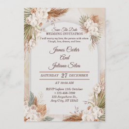 Elegant Floral Wedding Invitation Modern card 招待状