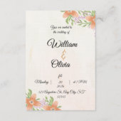 Elegant Floral Wedding Invitation | Peach & Green  招待状 (正面)