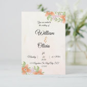Elegant Floral Wedding Invitation | Peach & Green  招待状 (スタンド正面)