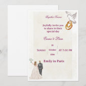 Elegant Floral Wedding Invitation | RomaInvitation 招待状 (正面/裏面)