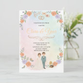 Elegant Floral Wedding Invitation | Romantic Garde 招待状 (スタンド正面)