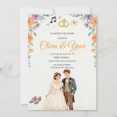 Elegant Floral Wedding Invitation | Romantic Garde 招待状 (正面)