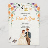 Elegant Floral Wedding Invitation | Romantic Garde 招待状 (正面/裏面)