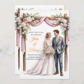 Elegant Floral Wedding Invitation | Romantic Garde 招待状 (正面/裏面)