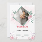 Elegant Floral Wedding Invitation | Romantic Pink  招待状 (正面)