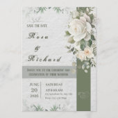 Elegant Floral Wedding Invitation – Save the Date 招待状 (正面)