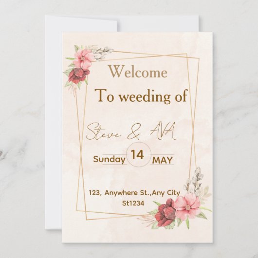 Elegant Floral Wedding Invitation ، Soft Pastel Co 招待状 (正面)
