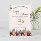 Elegant Floral Wedding Invitation Suite | Burgundy 招待状 (スタンド正面)