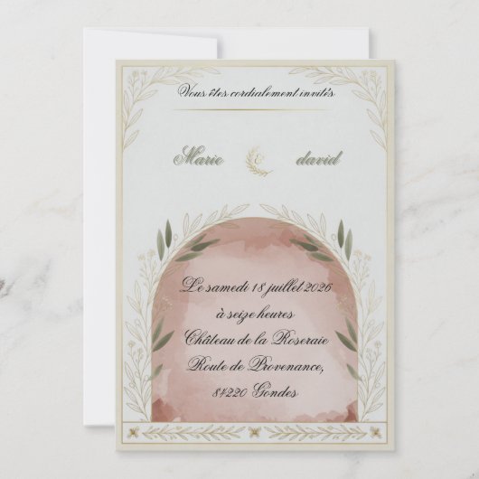 Elegant Floral Wedding Invitation Template (正面)