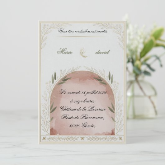 Elegant Floral Wedding Invitation Template (スタンド正面)