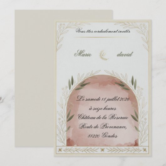 Elegant Floral Wedding Invitation Template (正面/裏面)