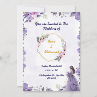 Elegant Floral Wedding Invitation Template 招待状