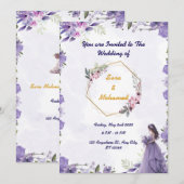 Elegant Floral Wedding Invitation Template 招待状 (正面/裏面)