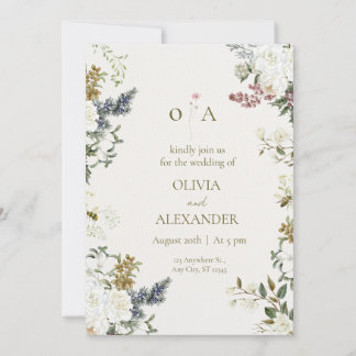 Elegant Floral Wedding Invitation Template 招待状