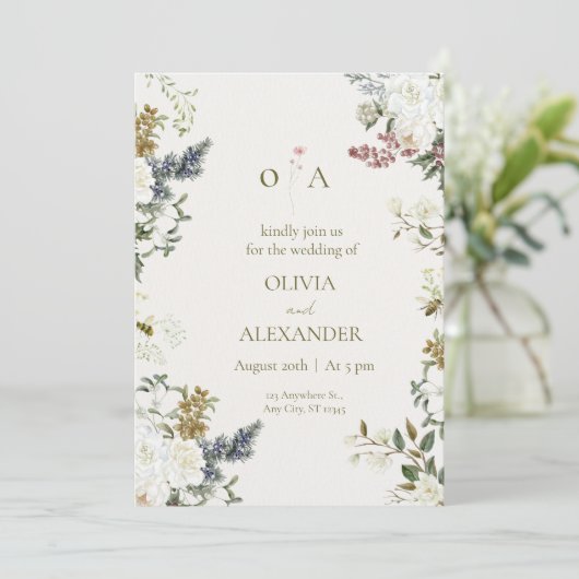 Elegant Floral Wedding Invitation Template 招待状 (スタンド正面)
