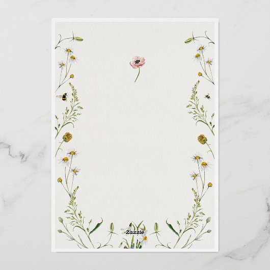 Elegant Floral Wedding Invitation Template 箔招待状 (裏面)