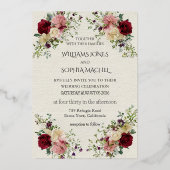 Elegant Floral Wedding Invitation & Timeline Card  箔招待状 (正面)