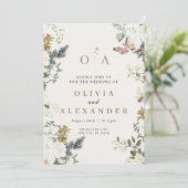 Elegant Floral Wedding Invitation | Watercolor 招待状 (スタンド正面)