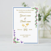 Elegant Floral Wedding Invitation with Butterflies サンキューカード (スタンド正面)