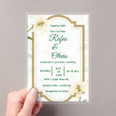Elegant Floral Wedding Invitation with Gold Frame  アクリル招待状 (インサイチュ (ポータブル))
