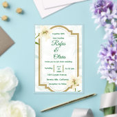 Elegant Floral Wedding Invitation with Gold Frame  アクリル招待状 (インサイチュ (ウェディング))