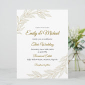 Elegant Floral Wedding Invitation with Gold Script 招待状 (スタンド正面)