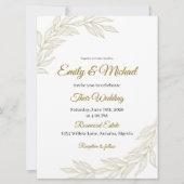 Elegant Floral Wedding Invitation with Gold Script 招待状 (正面)