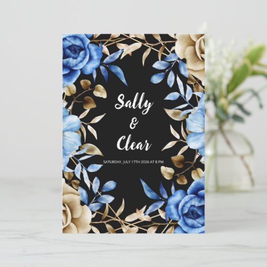 Elegant Floral Wedding Invitation with Roses 招待状 (スタンド正面)