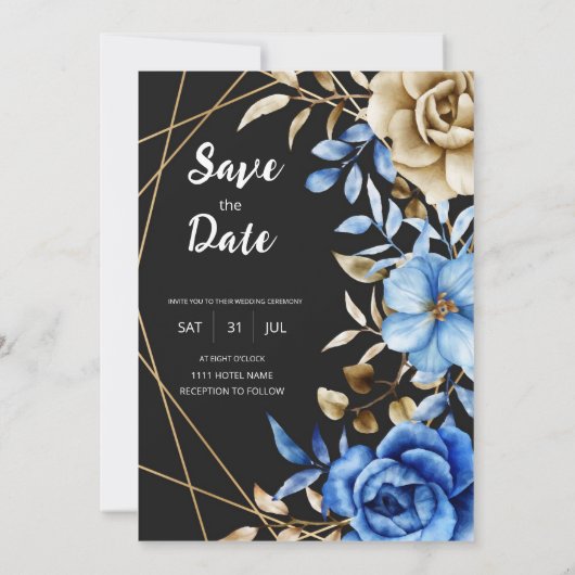 Elegant Floral Wedding Invitation with Roses 招待状 (裏面)