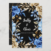 Elegant Floral Wedding Invitation with Roses 招待状 (正面/裏面)