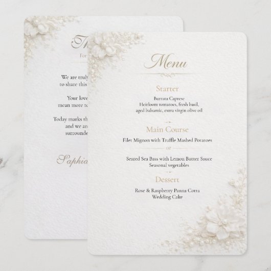 Elegant Floral Wedding Menu Template  メニュー (正面/裏面)
