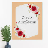 Elegant Floral Wedding Poster Sign ポスター
